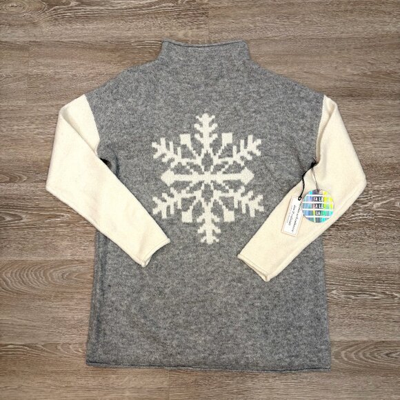 Cupcakes and Cashmere Snowflake Gray White Oversized Cowl Sweater sz M - Picture 1 of 6